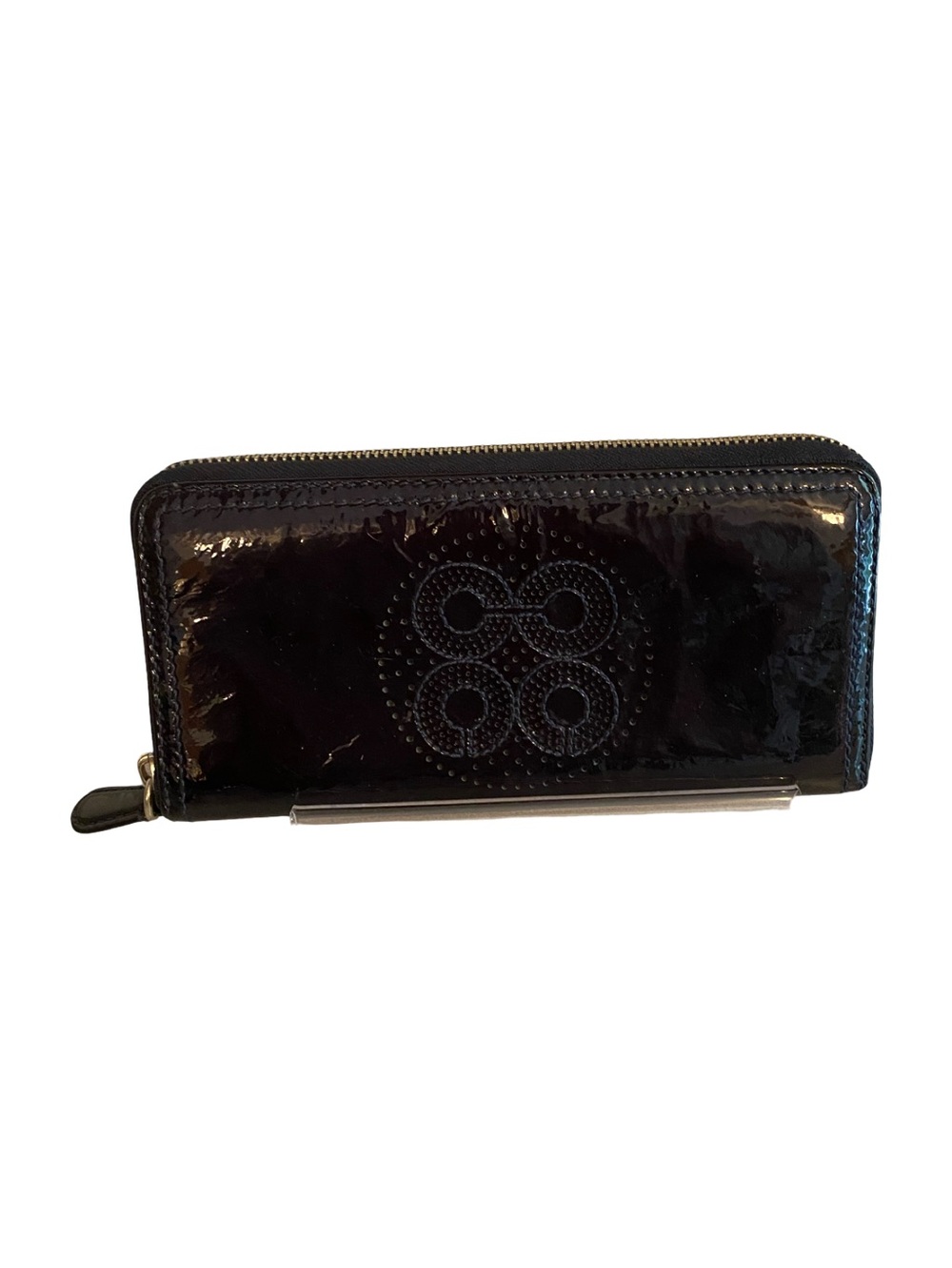 Coach Black Patent Zip Around Wallet